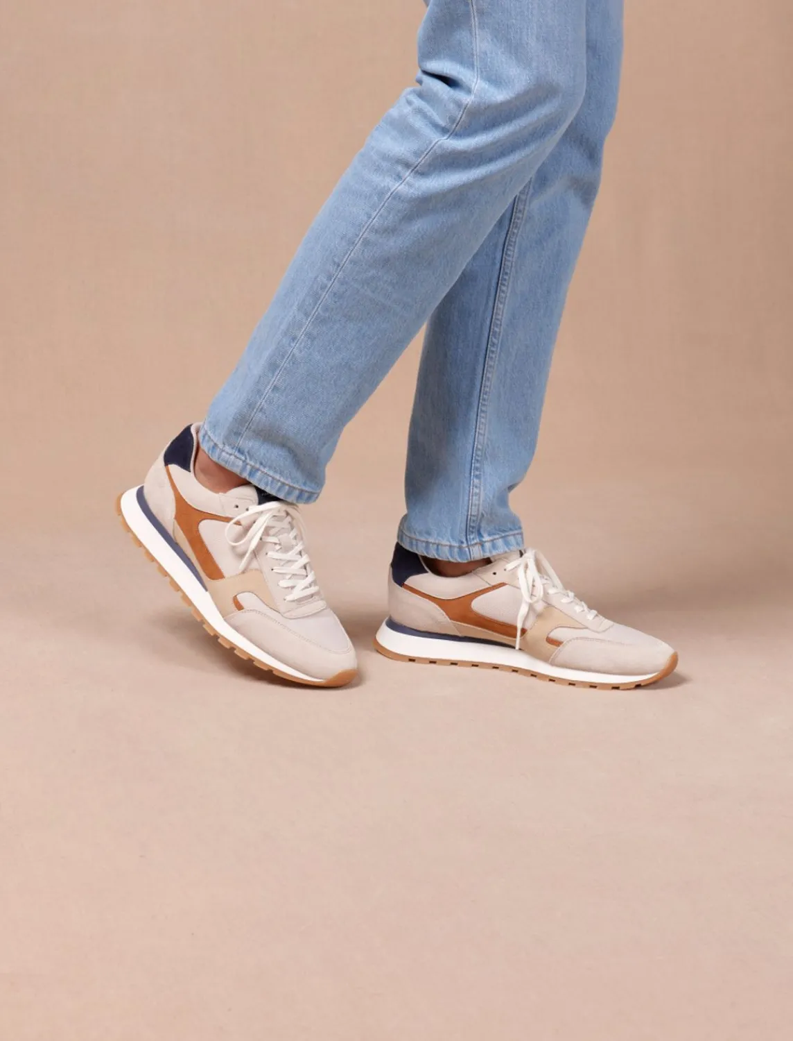 Pied de Biche Sneakers>Charlie Greige Clair & Navy